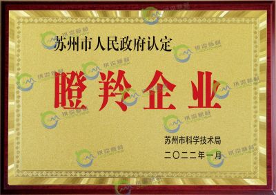 瞪羚企业证书